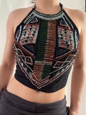 Boho, Festival, Beaded backless Top